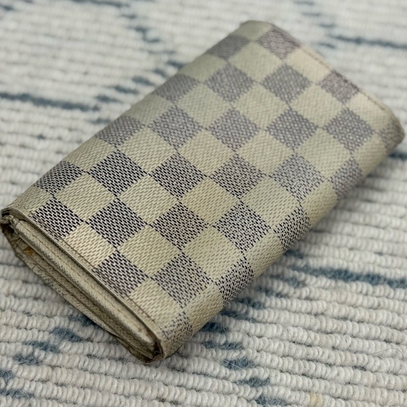 LOUIS VUITTON Vintage Leather Damier Azur Port Monnaie Billets Tresor Wallet - Picture 9 of 16